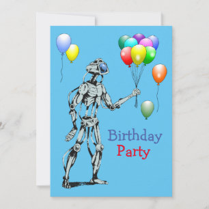 Roboter mit Balloons Einladung zum Geburtstag