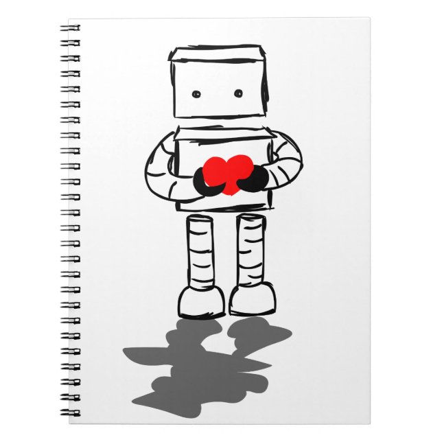 Roboter mit Herzen Notizblock (Vorderseite)
