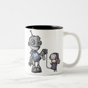 Roboter-mit-Kind Zweifarbige Tasse