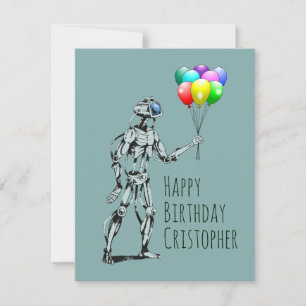 Roboter mit Luftballons Geburtstagskarte Karte