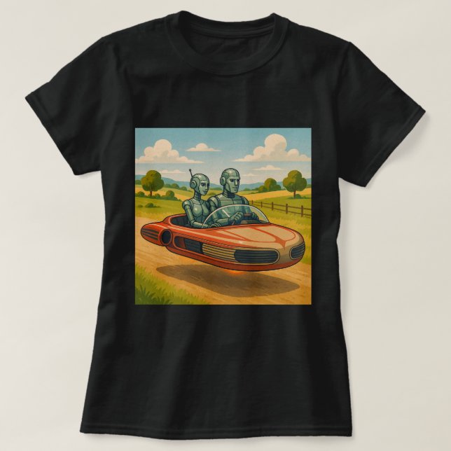 Roboter-Paar im Land T-Shirt (Design vorne)