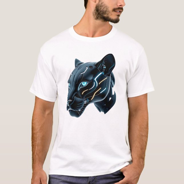 Roboter Panther Face Art T-Shirt (Vorderseite)