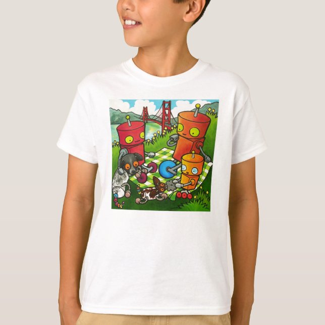 Roboter-Picknick T-Shirt (Vorderseite)