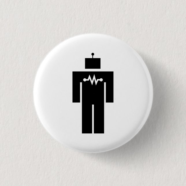 Roboter-Piktogramm-Knopf Button (Vorderseite)