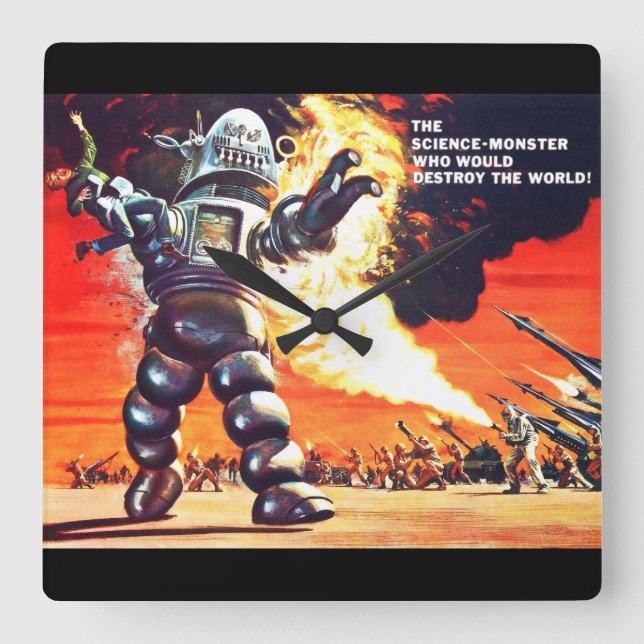 Roboter Quadratische Wanduhr (Vorderseite)
