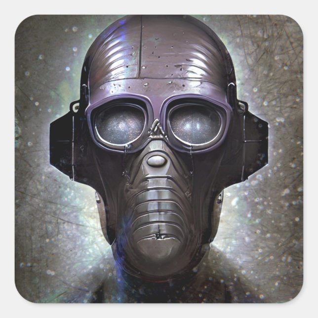 Roboter Quadratischer Aufkleber (Vorderseite)