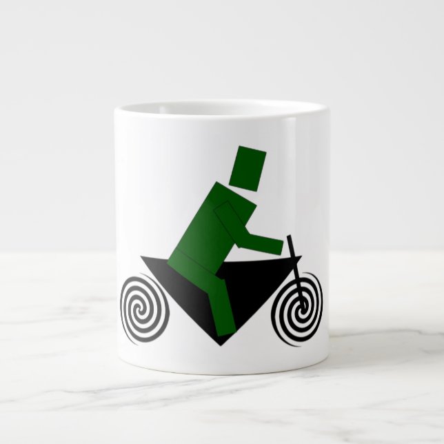 Roboter, Reiten, Fahrrad Jumbo-Tasse (Vorderseite)
