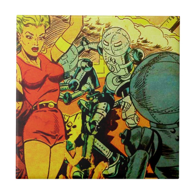 Roboter-Revolution Fliese (Vorderseite)