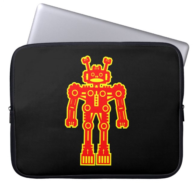 Roboter - Rot und Gelb Laptopschutzhülle (Vorderseite)