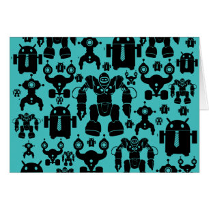 Roboter Rule Fun Robot Silhouetten Muster Blau