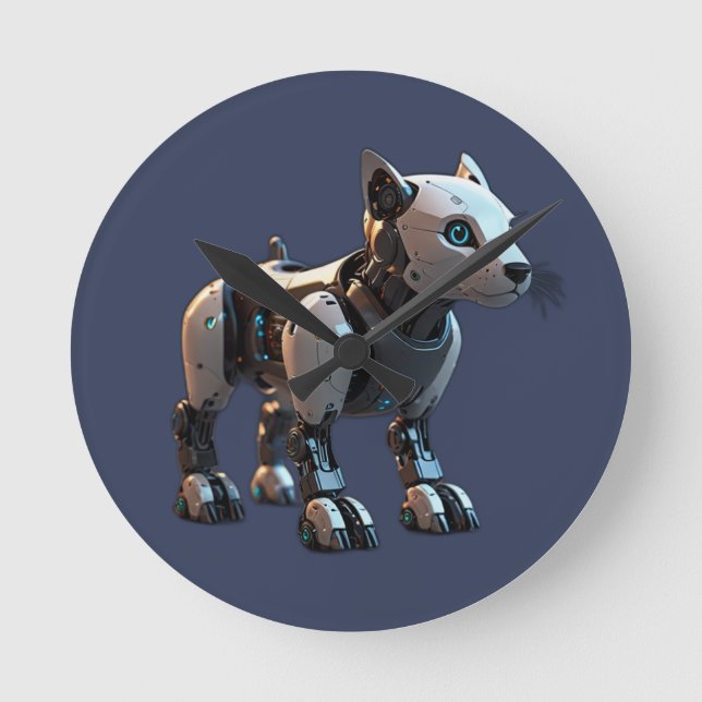Roboter Runde Wanduhr (Vorderseite)