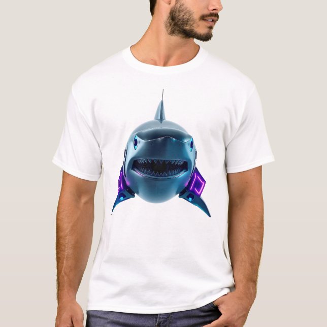 Roboter Shark Face Art T-Shirt (Vorderseite)