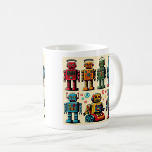 Roboter-Spielzeuge im Stil der 1950er Jahre Kaffeetasse