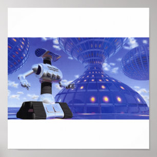 Roboter-Stadt-Plakat Poster