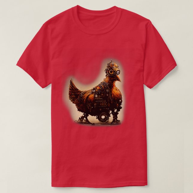 Roboter-Steampunk-Huhn T-Shirt (Design vorne)