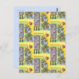 ROBOTER SUCHT NACH LIEBE, HERZVERANSTALTUNGSMASCHI POSTKARTE