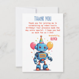 Roboter-Thema mit Ballons Aquarell Dankeskarte