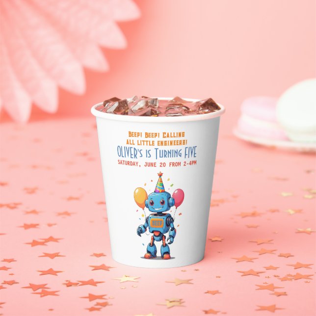 Roboter-Thema mit Ballons Aquarell Pappbecher (Insitu)