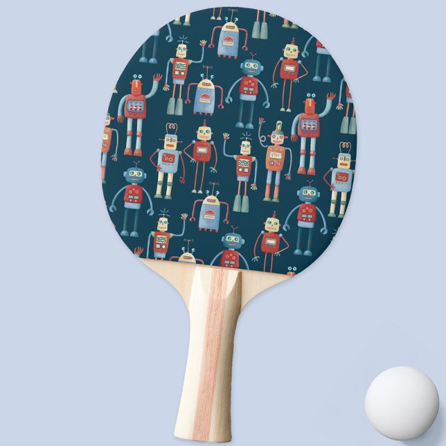Roboter Tischtennis Schläger (Fun retro robot pattern ping pong paddle)