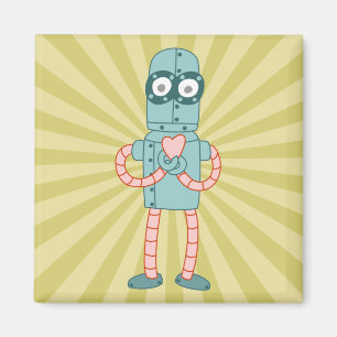 Roboter-Valentinsgruß-Herz Magnet