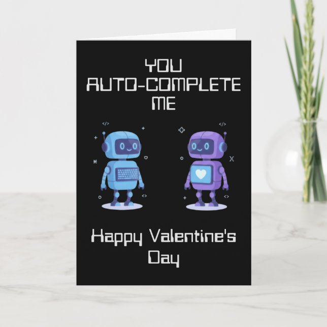 Roboter Valentinstagskarte Karte (Vorderseite)