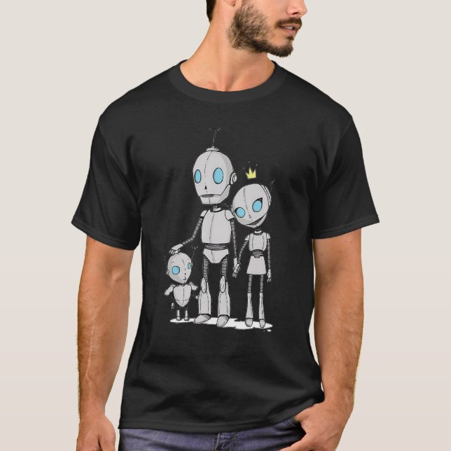 Roboter Vater-Mama Kid Bot Droid Toy Robotics 1 T-Shirt (Vorderseite)