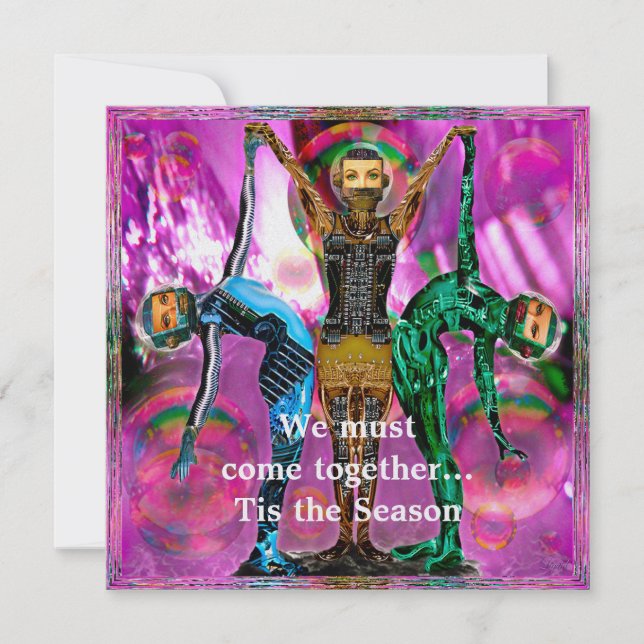 Roboter Weihnachts-Party laden Einladung (Vorderseite)