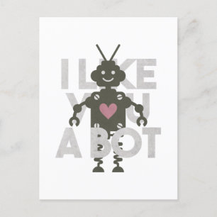 Roboter-Wortspiel: Ich mag dich ein Bot Postkarte