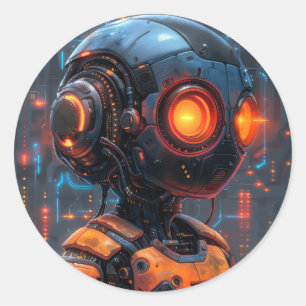 Roboterära: Eine futuristische Welt Runder Aufkleber