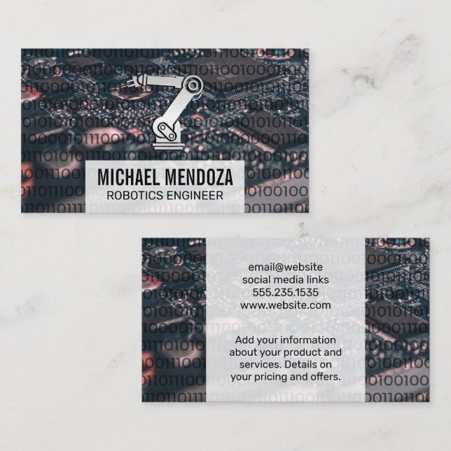Roboterarm | Binärkode | CPU-Schalttafel Visitenkarte (Vorne/Hinten)