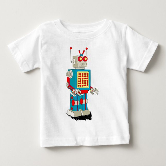 Robotercharakter-Cartoon Baby T-shirt (Vorderseite)