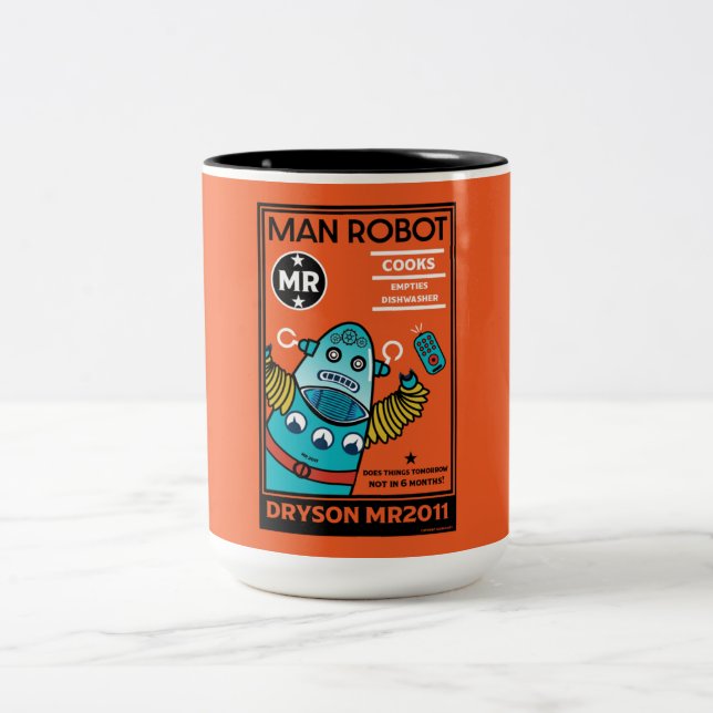 Robotergeschenke für Jubiläum oder Hochzeit Zweifarbige Tasse (Mittel)