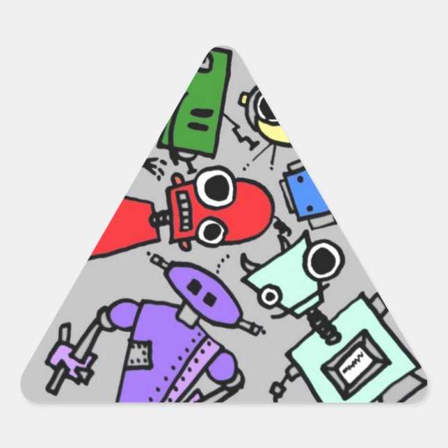 Robotergruppe 4 dreieckiger aufkleber (Vorderseite)