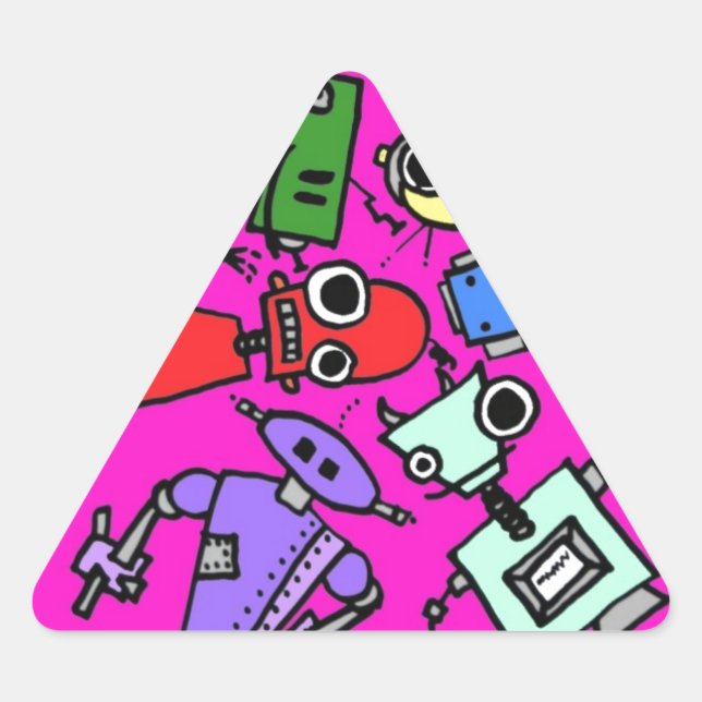 Robotergruppe 5 dreieckiger aufkleber (Vorderseite)