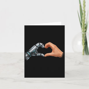 Roboterhände bilden eine Herzform und umarmen KI Karte