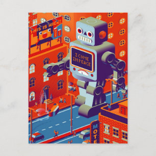 Roboterinvasion Postkarte