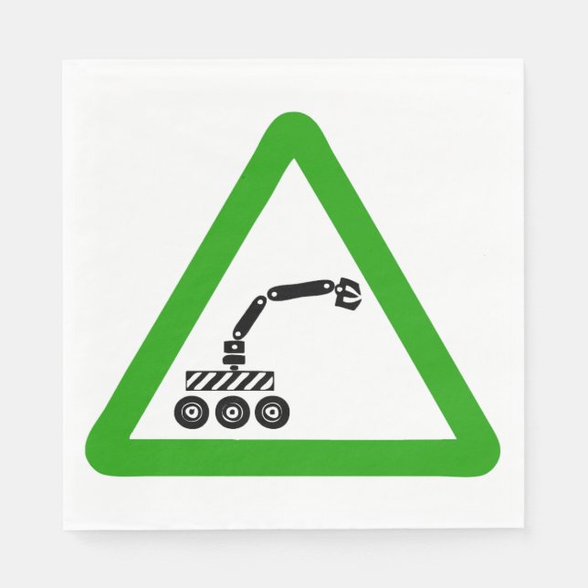 Roboterkreuzungswarnschild Serviette (Vorderseite)
