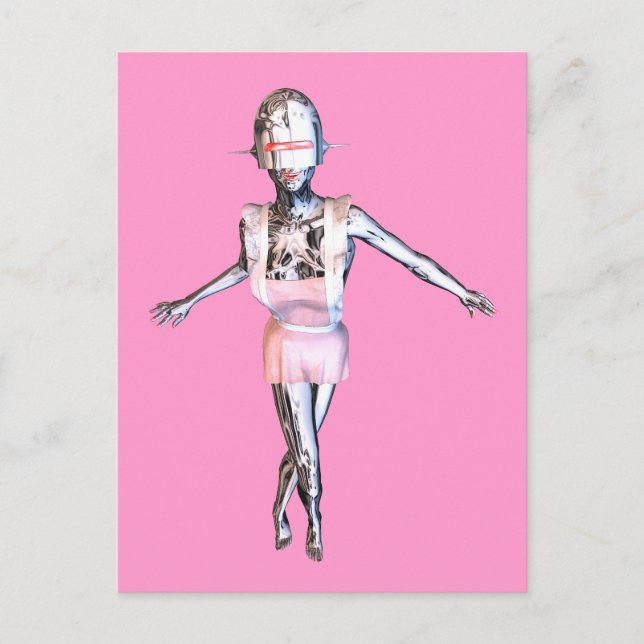Robotermädchen Postkarte (Vorderseite)
