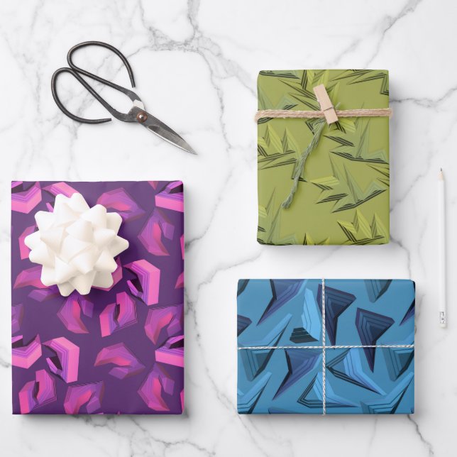 Roboterteile und elektrische Blume Geschenkpapier Set (Vorderseite)