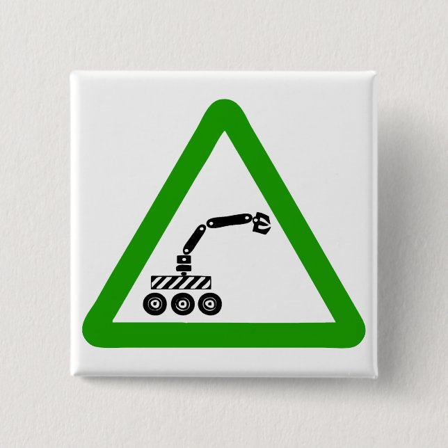 Roboterüberquerungswarnschild Button (Vorderseite)