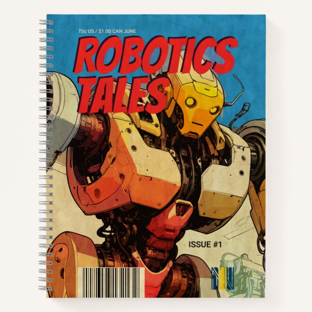 Robotics Tales Vintage Sci-Fi Comic Art Notizbuch (Vorderseite)