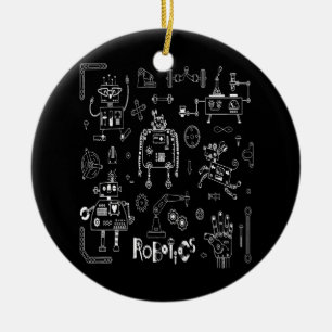 Robotik-Ingenieur-Techniker Lustiger Vintage-Robot Keramik Ornament
