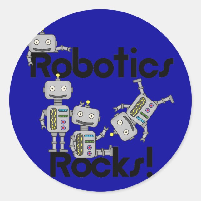 Robotik Rocks Runder Aufkleber (Vorderseite)