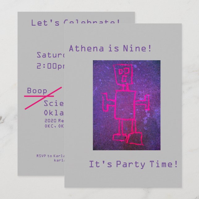 Robotik-Wissenschafts-Party-Einladung Einladung (Vorne/Hinten)