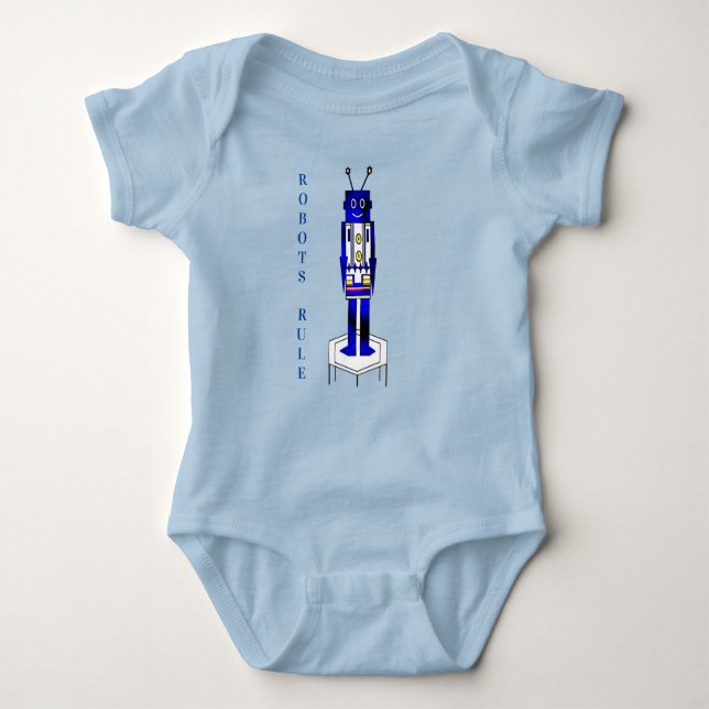 "Robots Rule" Baby Jersey Bodysuit Baby Strampler (Vorderseite)