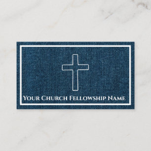 Robuste Blaue Denim-Kreuz-Gliederungskirche Pastor Visitenkarte