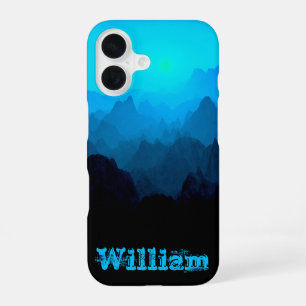 Robuste Blaue Smokey Mountains mit rustikalem Name iPhone 16 Hülle