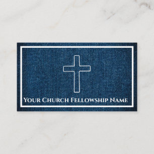 Robuste dunkelblaue Denim-Kreuz-Umriss-Kirche Past Visitenkarte