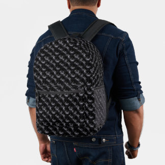 Robuste Leder-Rucksack im schwarzen Look Bedruckter Rucksack