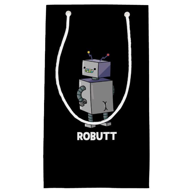 Robutt Funny Robot Pun Dark BG Kleine Geschenktüte (Vorderseite)